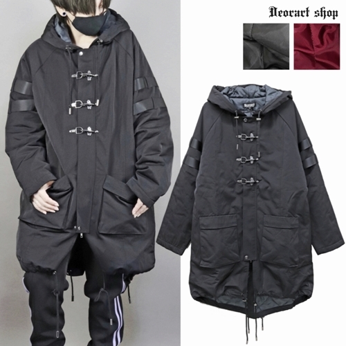 ファイヤーマンバックル フード付 ロングモッズコート (M) DRT2663-BB