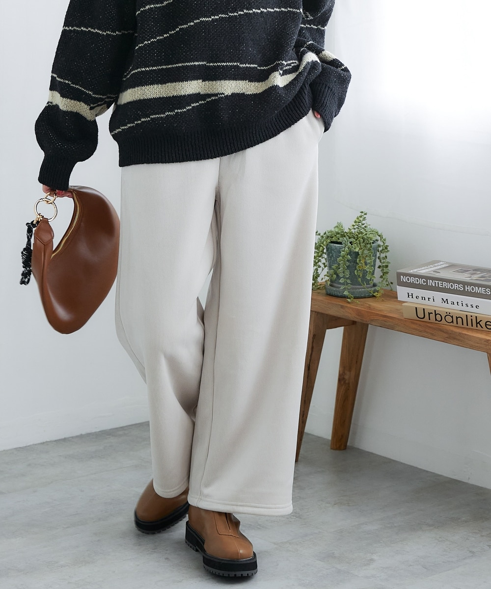裏フリースリブベロアワイドパンツ 通販【ニッセン】