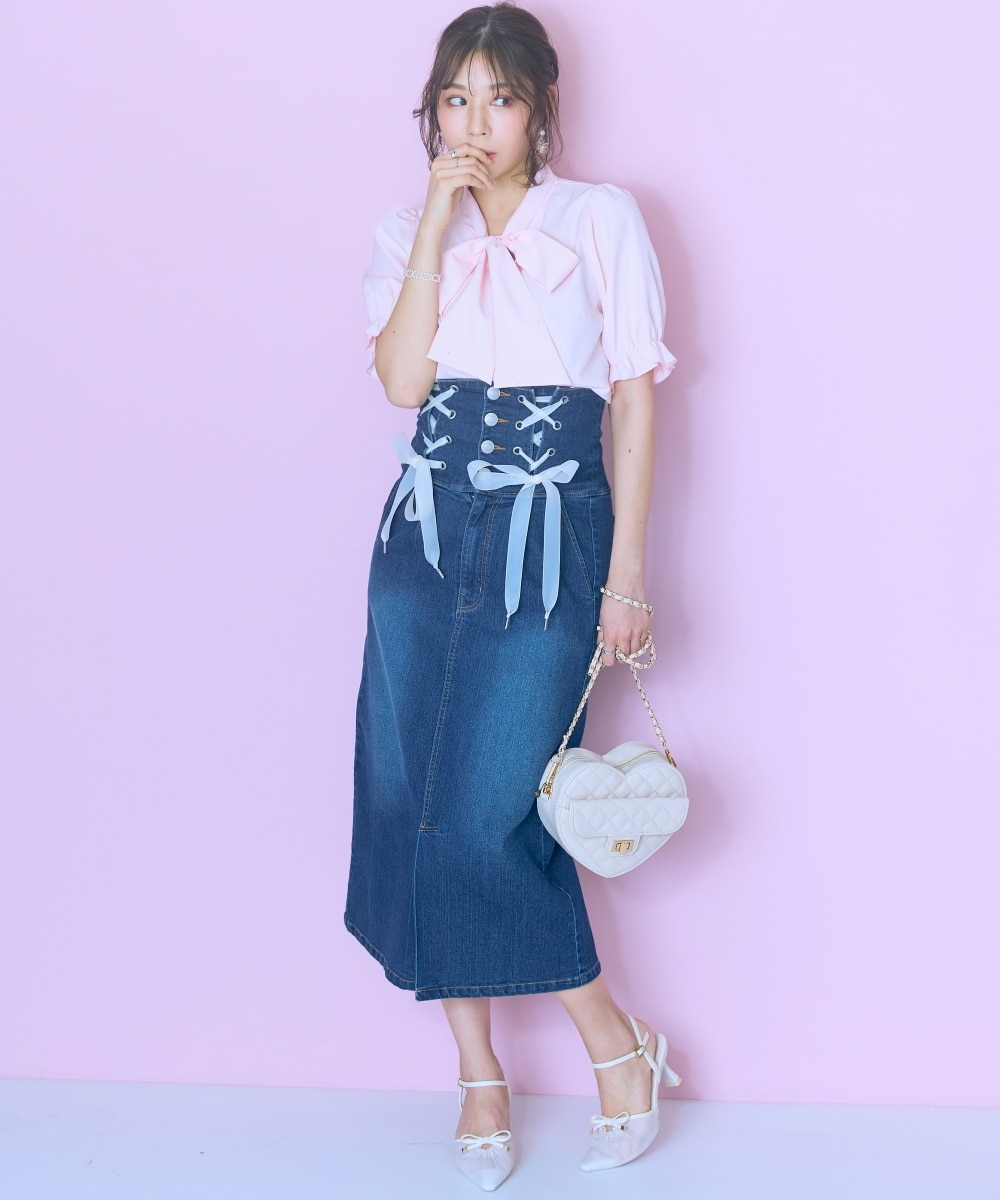 大きいサイズ＞編み上げデニムスカート marun 通販【ニッセン】