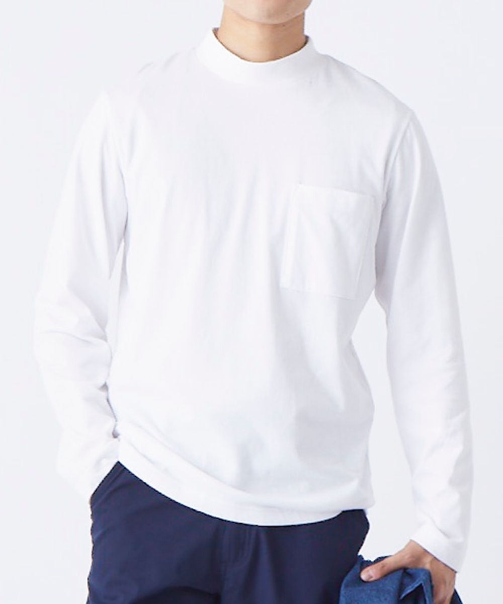 綿100％ポケット付ハイネック長袖Tシャツ【大きいサイズ有】 通販