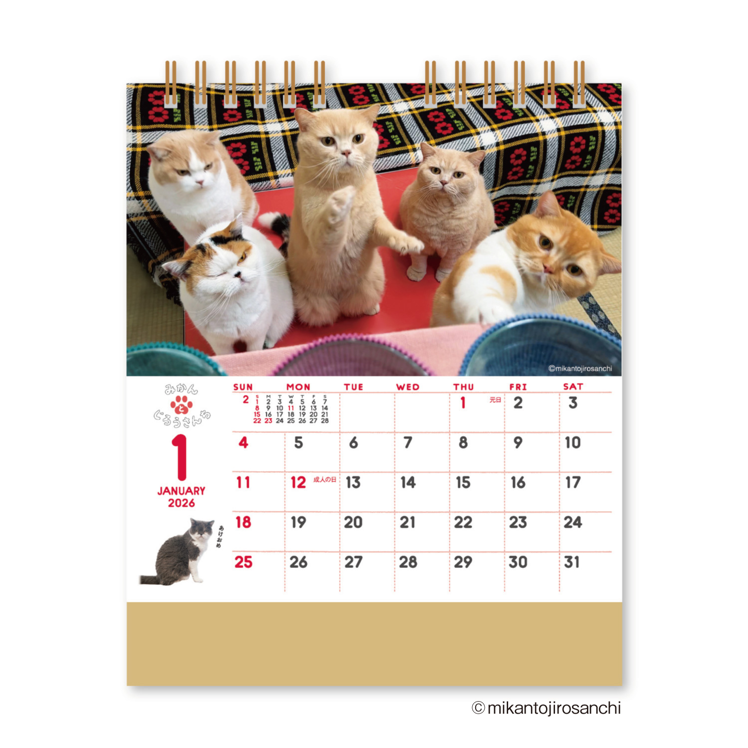 ねこと生活 みかんとじろうさんち（卓上）｜卓上カレンダー