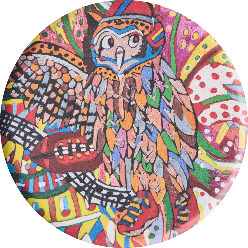 ジミー大西氏が手掛ける電報台紙 アートコースター「福・跳ねる