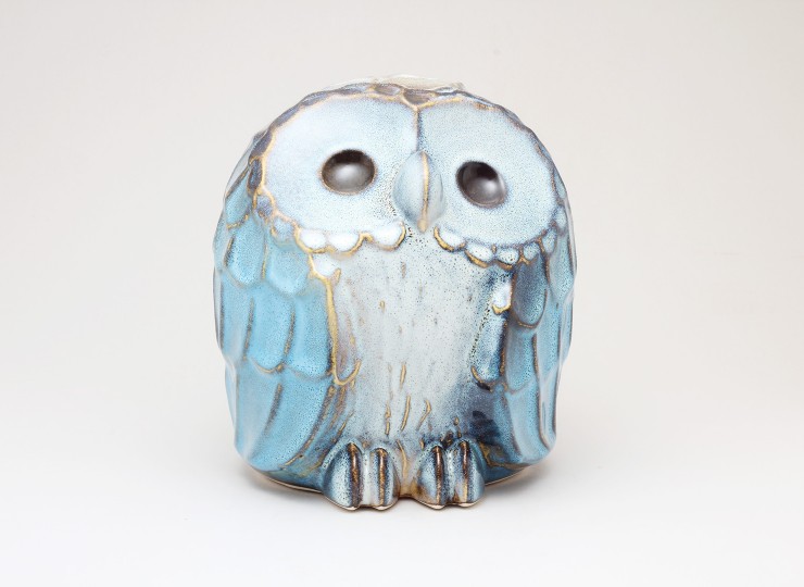 ヘレンド社青と白のフクロウ 陶磁器オブジェ ヘレンド社青と白の