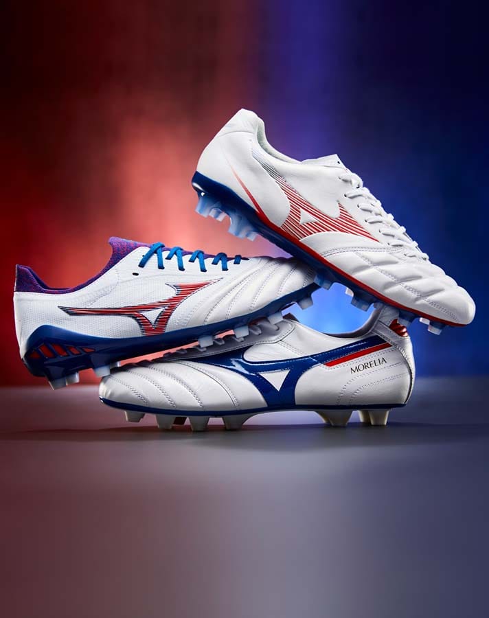Mizuno Morelia サッカーシューズ ホワイト/ブルー/レッド ミズノ