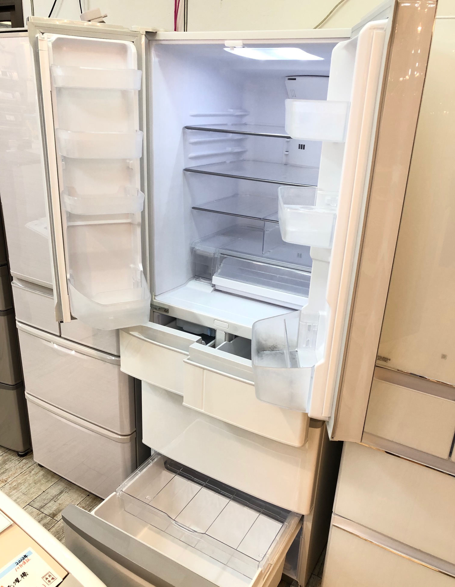 HITACHI / 日立 2017年製 505L 6ドア冷蔵庫 R-F51M2-W フレンチドア