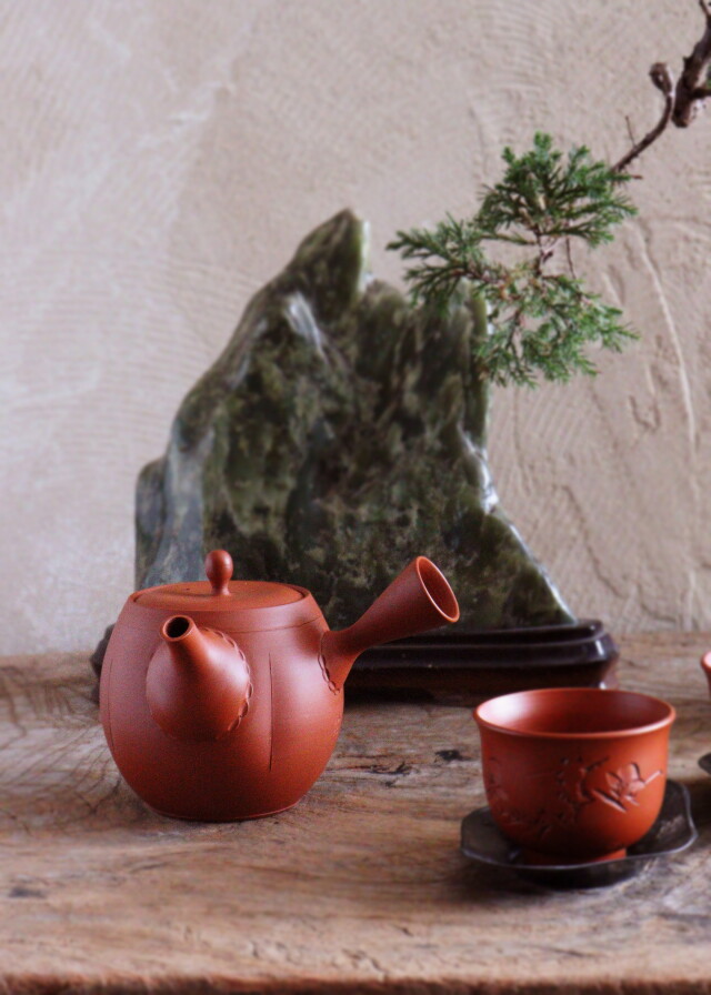 常滑焼棗型急須 玲光作 煎茶道具 朱泥急須 Antique Sam's Collection
