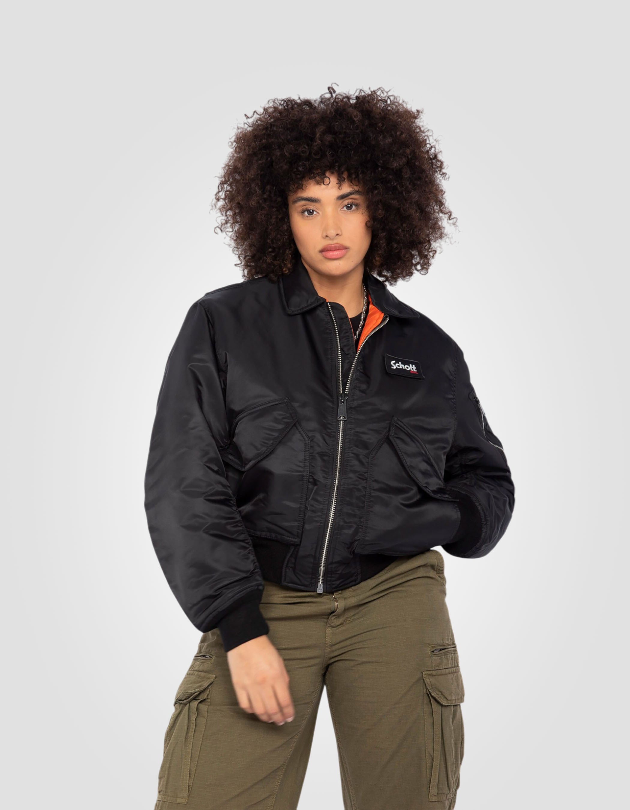 Bomber CWU 90er schwarz in recyceltem Nylon, UverSize Cut
