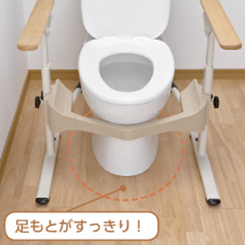 安寿 洋式トイレ用フレームS-はねあげR-2（スチール） 木製ひじ掛け