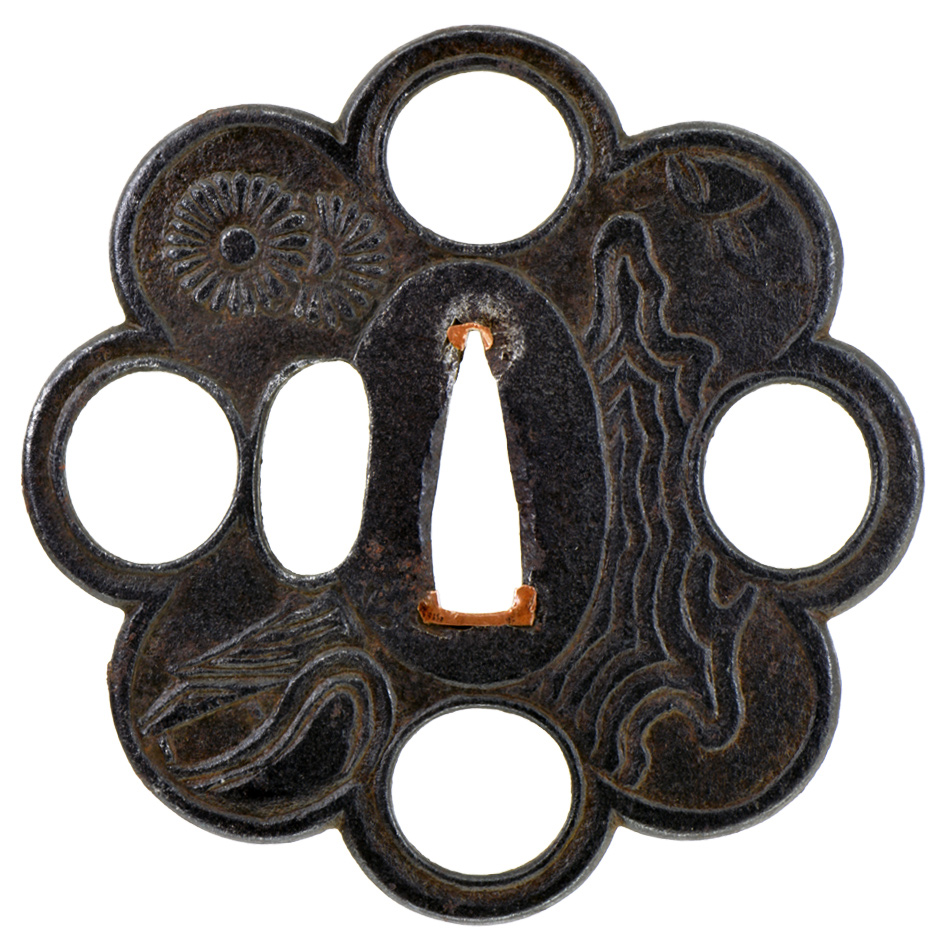 軍配 蔓 蔦 透かし鍔 鍔 鐔 刀装具 時代 日本刀 居合 アンティーク