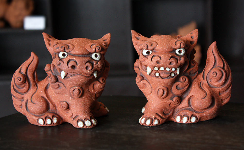 ペアシーサー 赤焼き（ミニ） 作 アトリエR