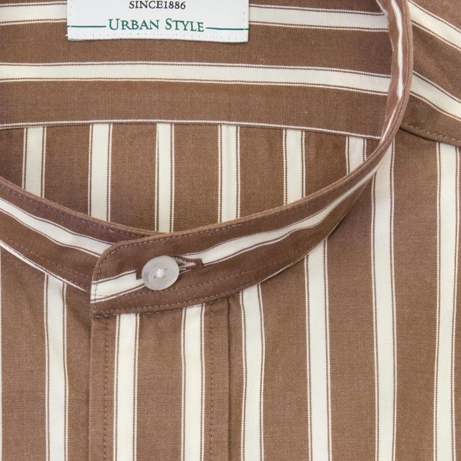 ワイシャツ スリムフィット ストライプ ブラウン ｜CHOYA SHIRT