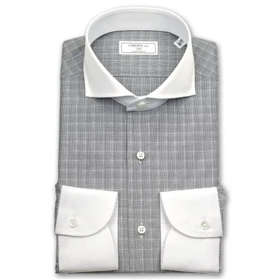 ワイシャツ 無地チェック グレー CHOYA1886| CHOYA SHIRT（チョーヤ