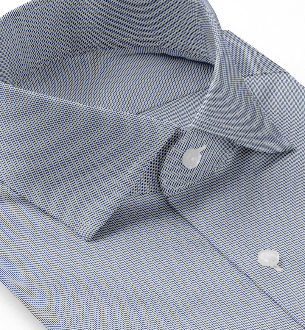 Shivas Blue Twill Micropattern Giza Cotton Shirting Fabric (LS-432-G)