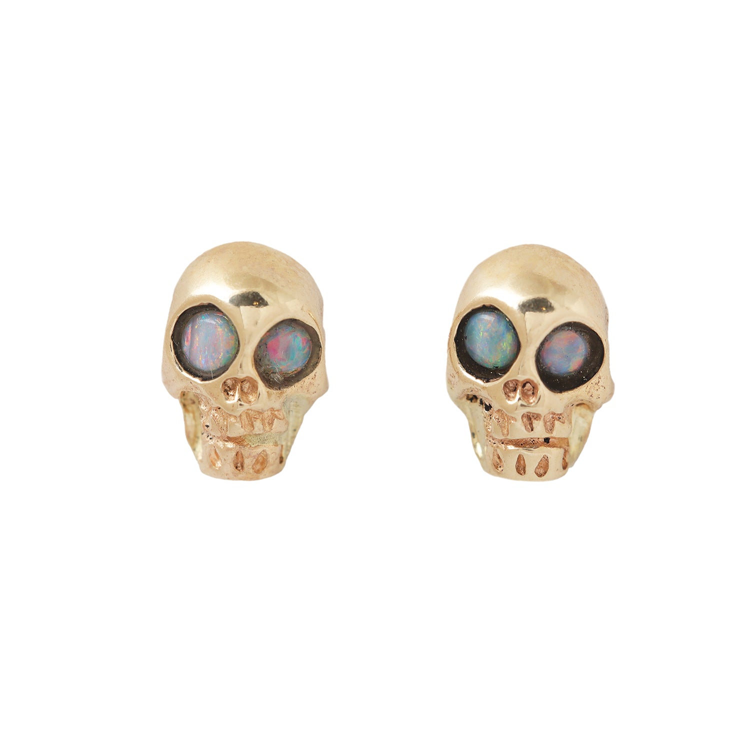 Opal Eyed Gold Skull Studs – ESQUELETO