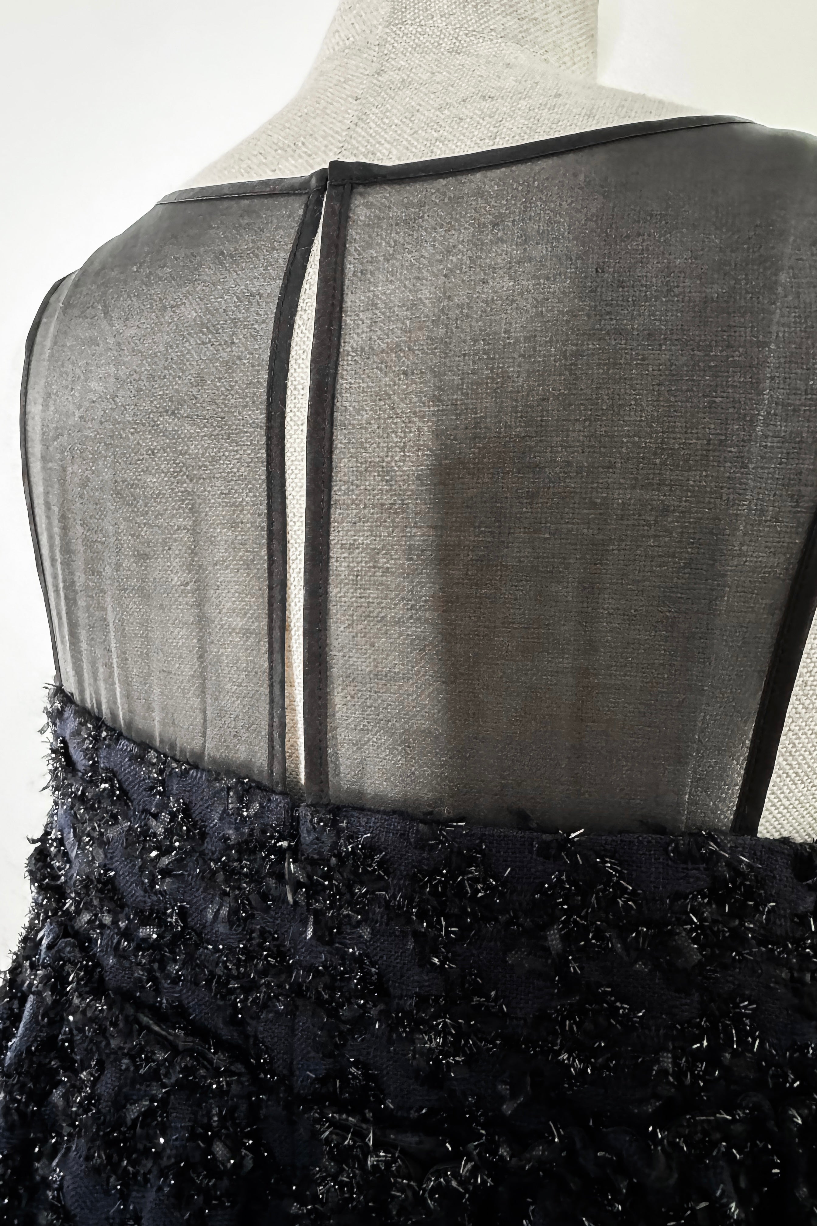 sheer x tweed ruffle mini dress – shéller / シェリエ