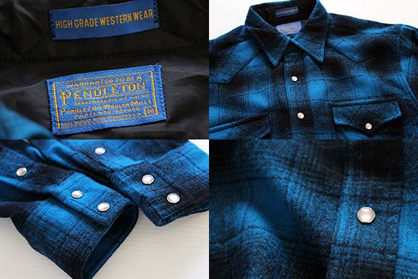 80s USA製 PENDLETONペンドルトン オンブレチェック ウール ウエスタン