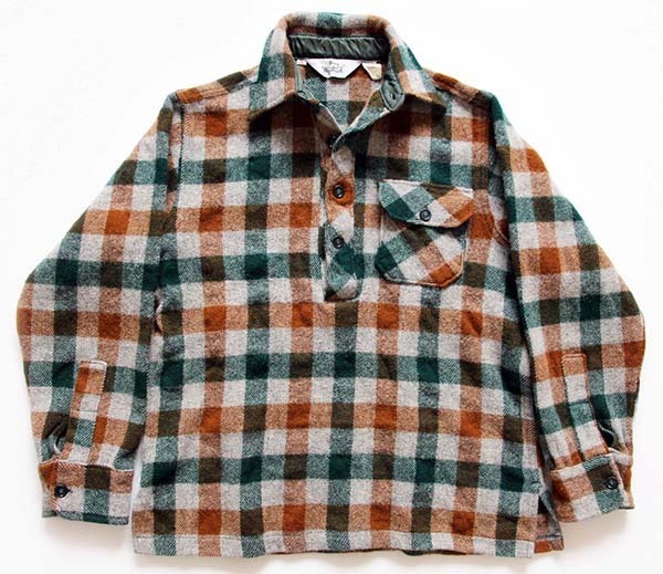 70s Woolrichウールリッチ ブロックチェック プルオーバー ウール