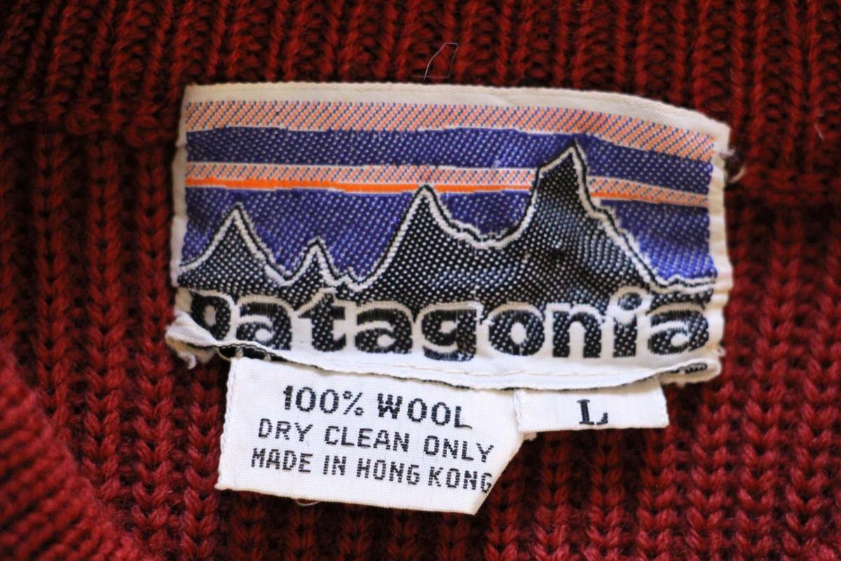 70s patagoniaパタゴニア 白タグ 無地 ローゲージ ウールニット