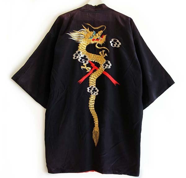 ビンテージ 日本製 龍 刺繍 ガウン 黒☆スーベニア - Sixpacjoe Web Shop