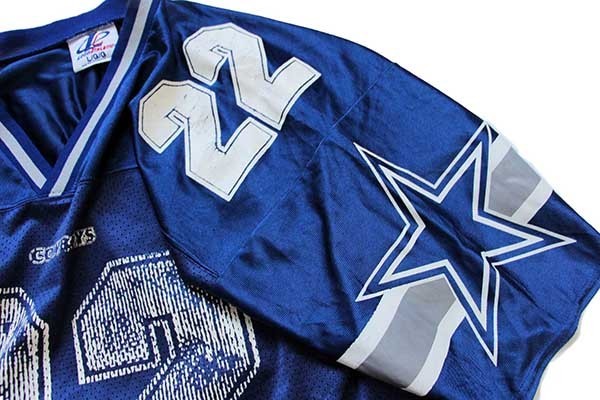 90s USA製 NFL COWBOYS E.SMITH 22 ナンバリング ナイロン メッシュ