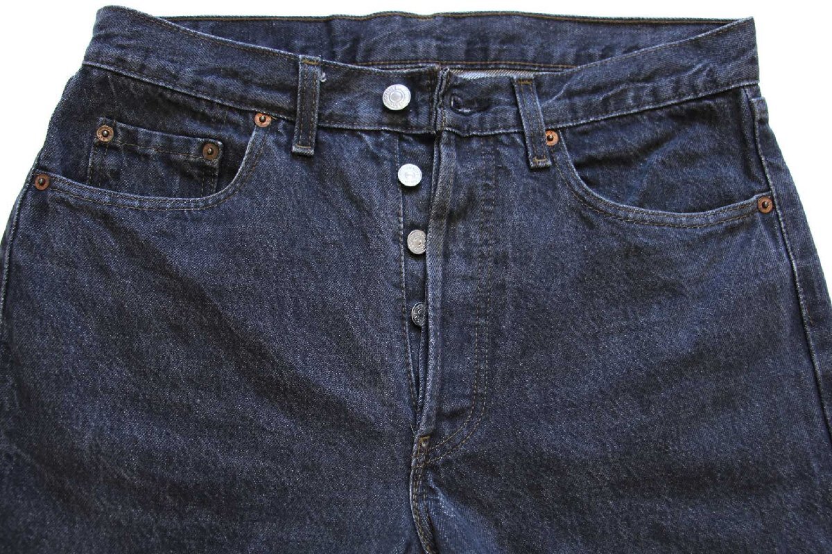 80s 英国製 Levi'sリーバイス 501 先染め ブラック デニムパンツ w33