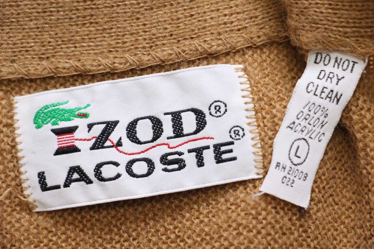 70s USA製 IZOD LACOSTE ラコステ ワンポイント パール編み アクリル