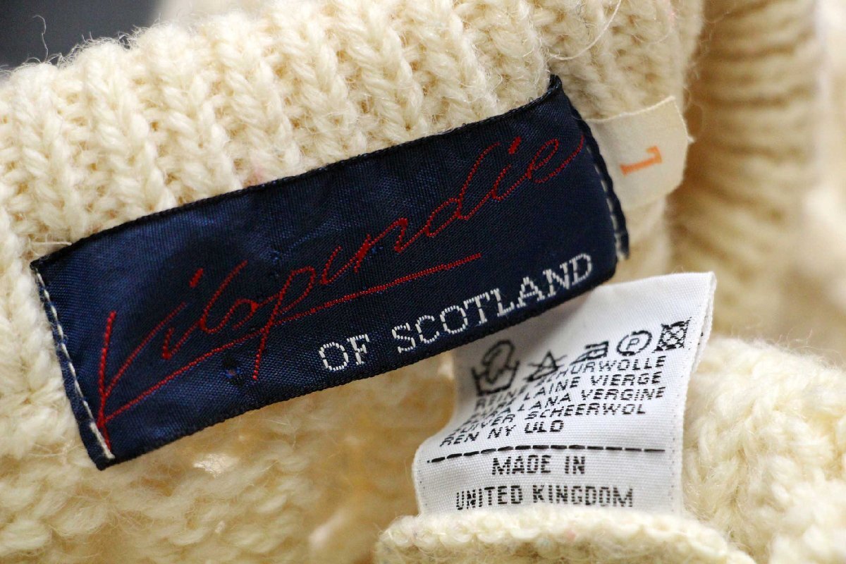 英国製 Kilspindie ケーブル編み ウールニット セーター ナチュラル L