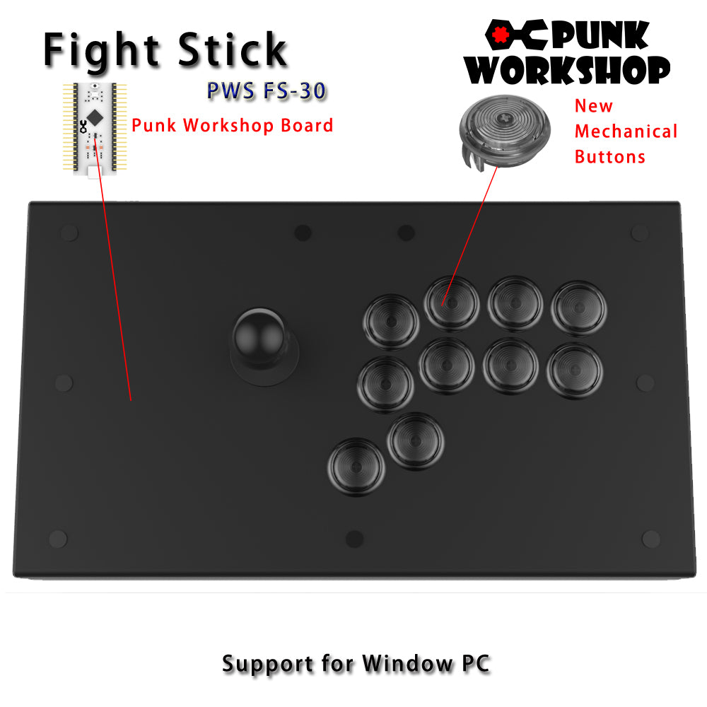 Punkworkshop PWS FS-24 アーケードファイトスティック PKB PC】PWS FS