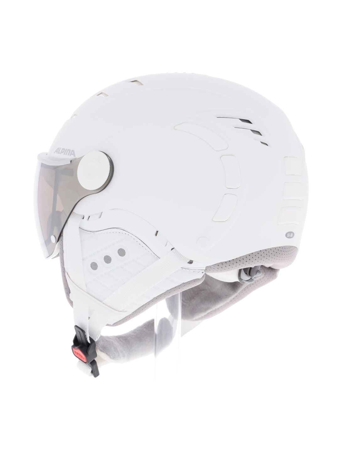 Alpina, Jump 2.0 Vm ski helmet with visor unisex matt grey, white