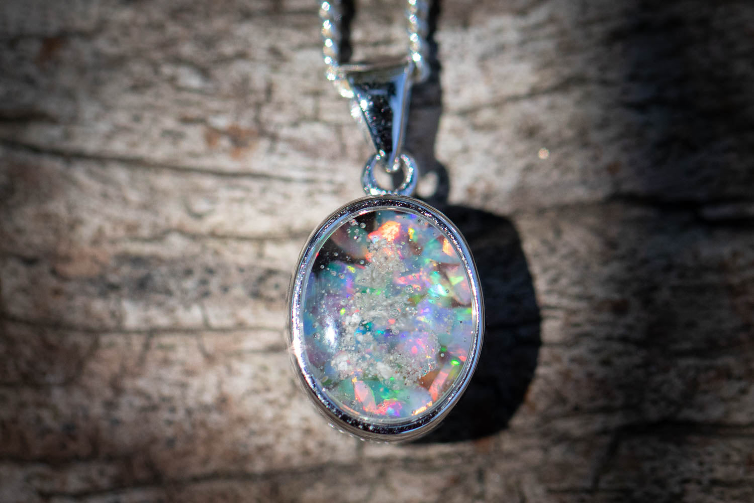 Petite Oval Pendant with Cremation Ash - Memorial Glass & Jewelry