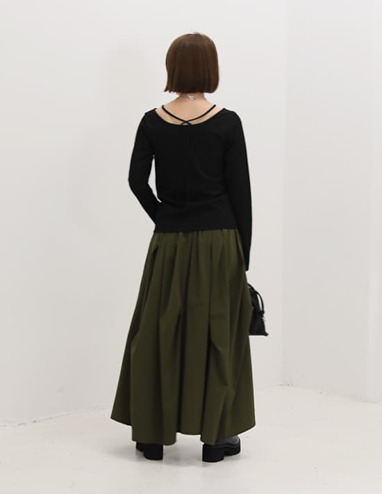 LUXE】ストレッチタフタ立体タックスカート | おしゃれな大人