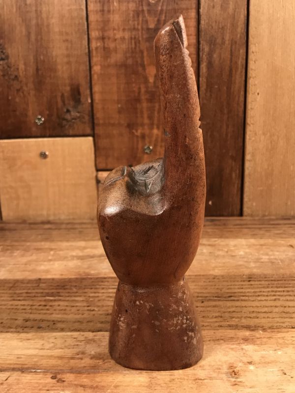 1970's アメリカ ヴィンテージ 木彫り ピースサイン ハンドサイン 希少