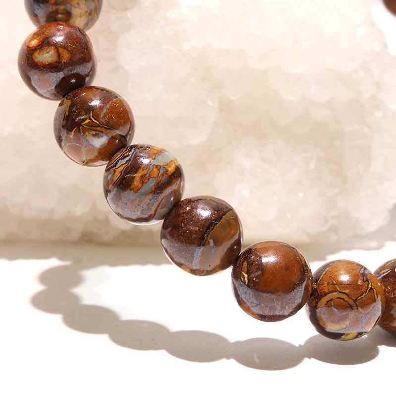 ブレス ボルダーオパール＜オーストラリア産＞ 丸 約8mm 希望 幸運 愛