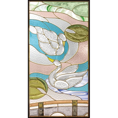 白鳥と植物のステンドグラス IH-A49 | 特注オーダーのオリジナル