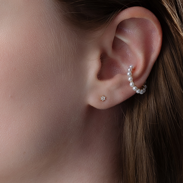 DIAMOND SKINNY PIERCED EARRING(片耳用)(2JP0997)K10 ピアス｜スター