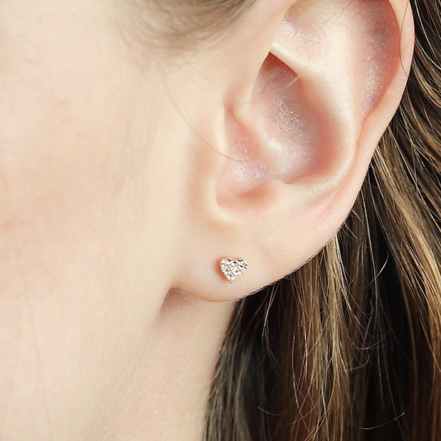 DIAMOND HEART PIERCED EARRING(片耳用)(2ZP1584)K18 ピアス｜スター
