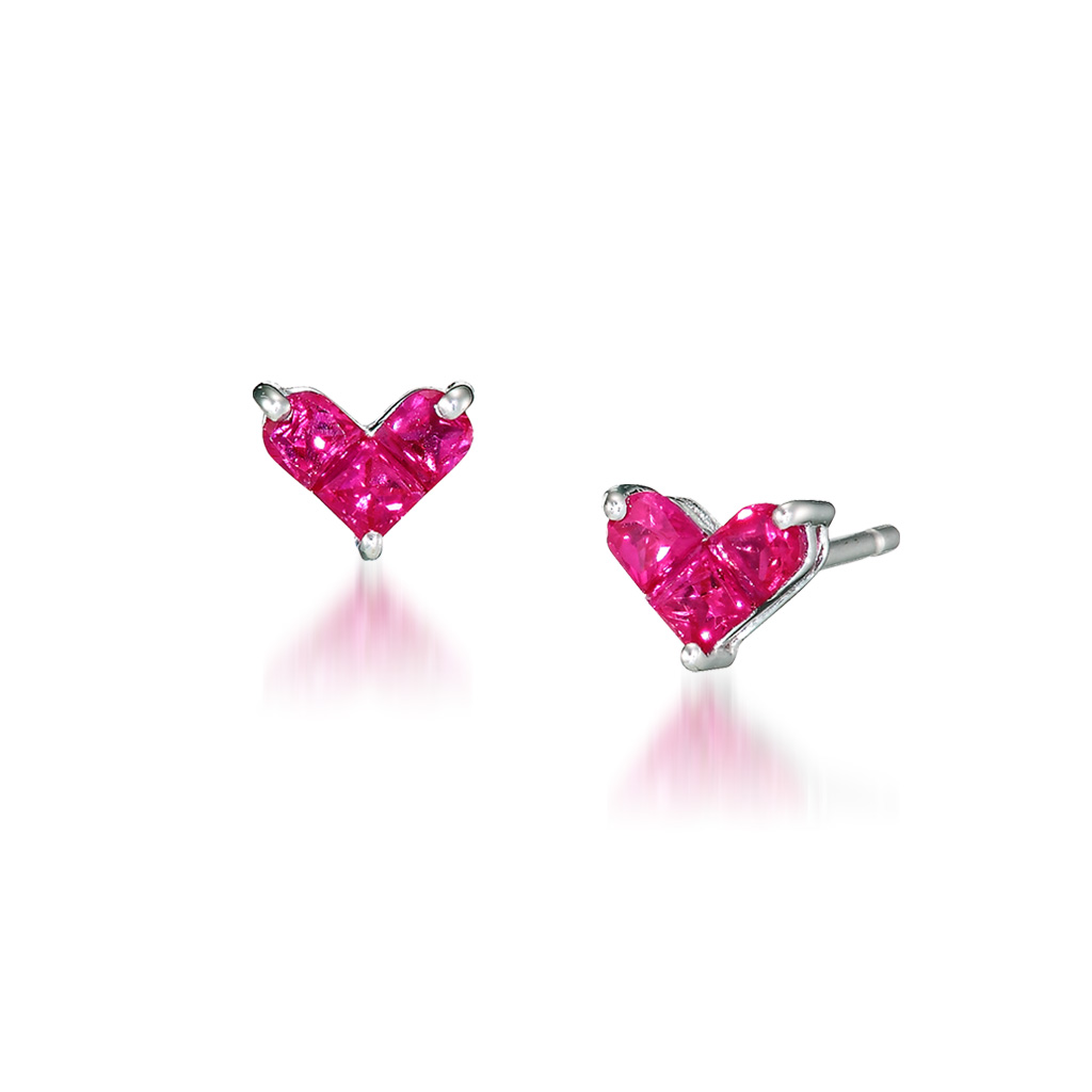 MYSTERIOUS HEART RUBY PIERCED EARRINGS(1XP0407)Pt950 ピアス
