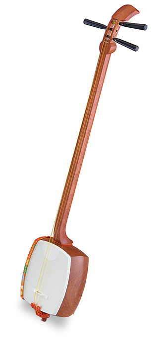 義太夫三味線 太棹 文楽 竹本 本体 白/赤 3弦 バチ付き 豊竹 義太夫