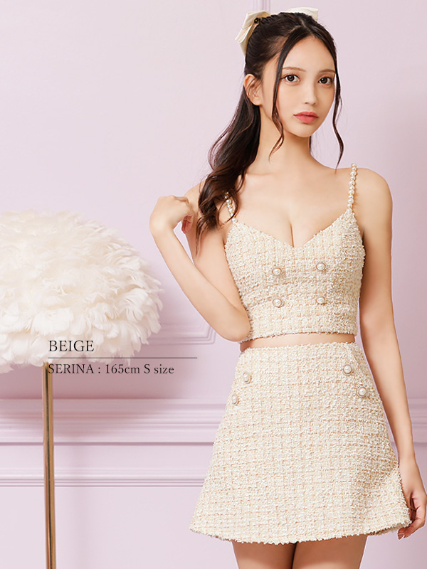 sheller フロントポケットミニドレス ピンク シェリエ ツイード