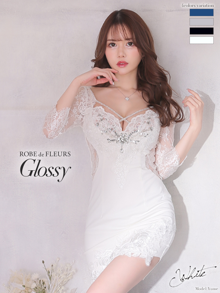 XS-Lサイズあり【Glossy/グロッシー】レーススリーブ/ 七分袖/ 長袖
