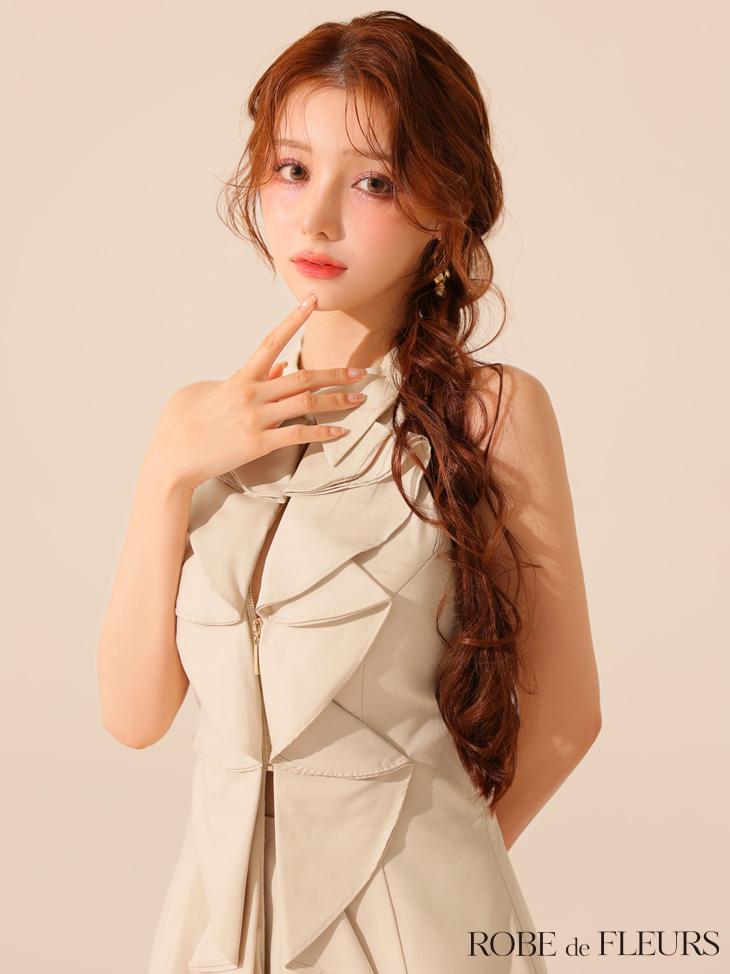 XSサイズあり【ROBE de FLEURS/ローブドフルール】フロントラッフル