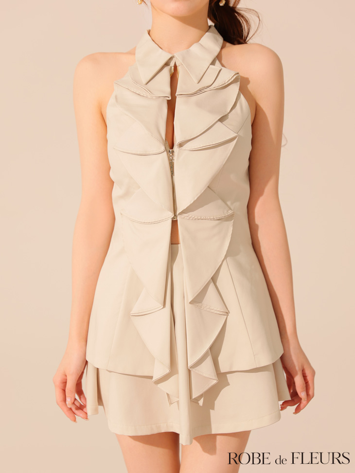 XSサイズあり【ROBE de FLEURS/ローブドフルール】フロントラッフル