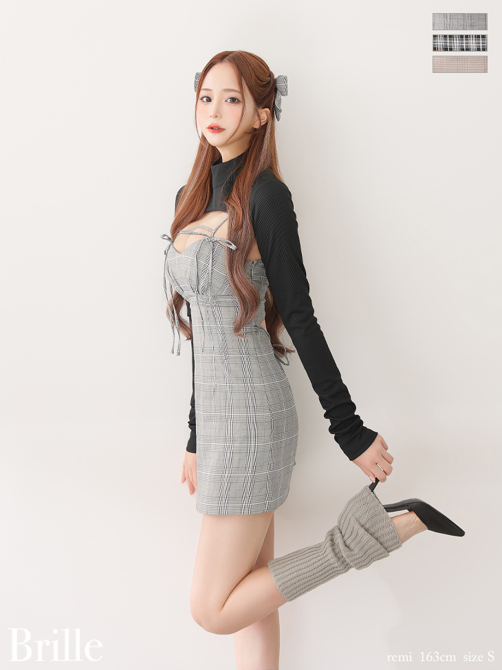 Brille グレー チェック柄 ミニワンピース Mサイズ キャミ 【公式通販】