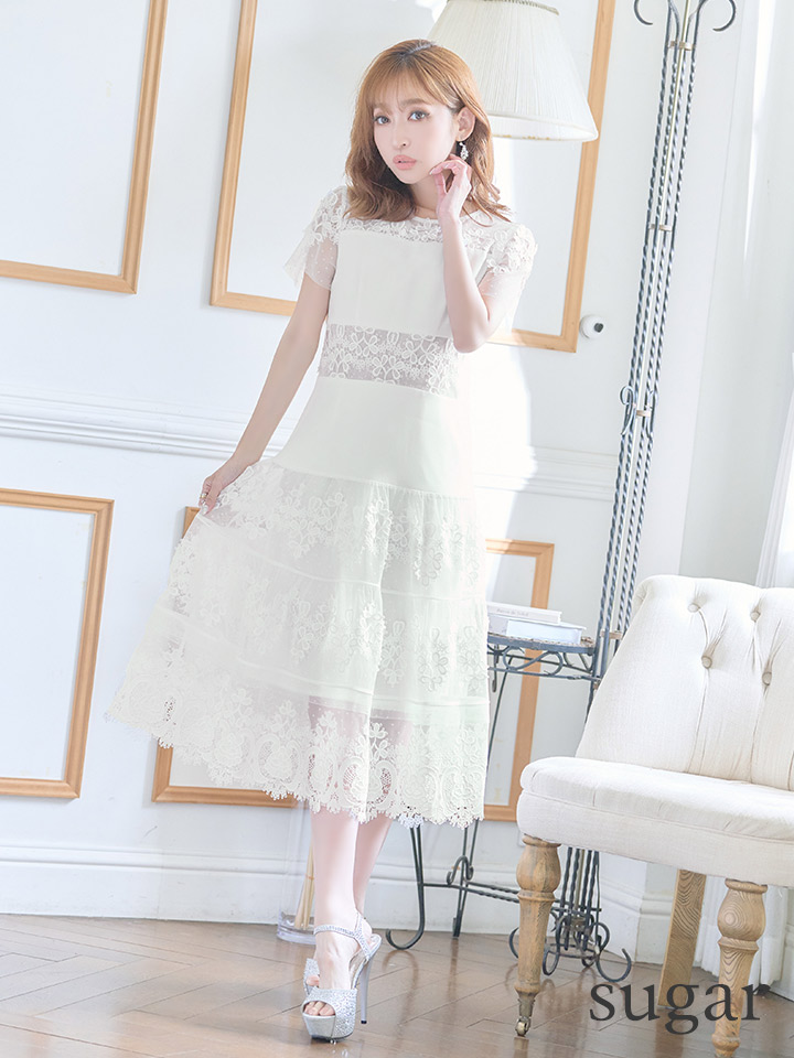 ERUKEI エルケイ】フラワーレース/ シアー/ 半袖/ 袖あり/ 膝丈