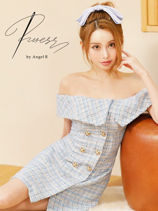 XSサイズあり【PURESS/ピュアレス】オフショルダー/ チェックツイード