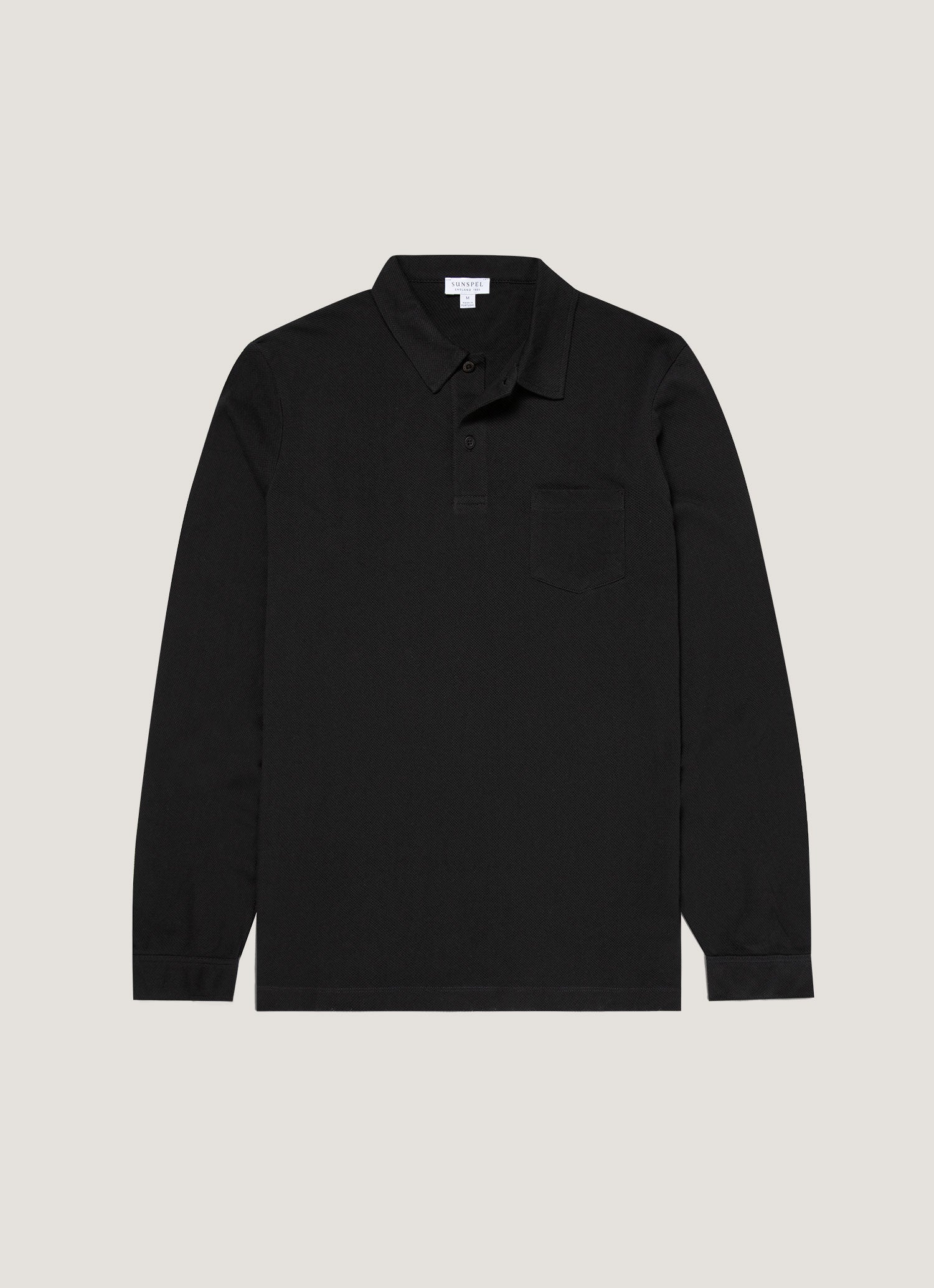 リヴィエラ ロングスリーブ ポロシャツ（Black）| Sunspel