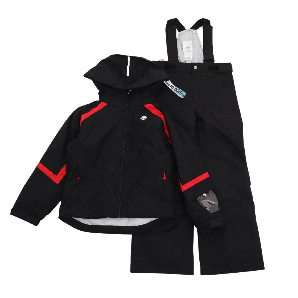DESCENTE 子ども用スノーボードウェア 上下セット 黒蛍光イエロー 160