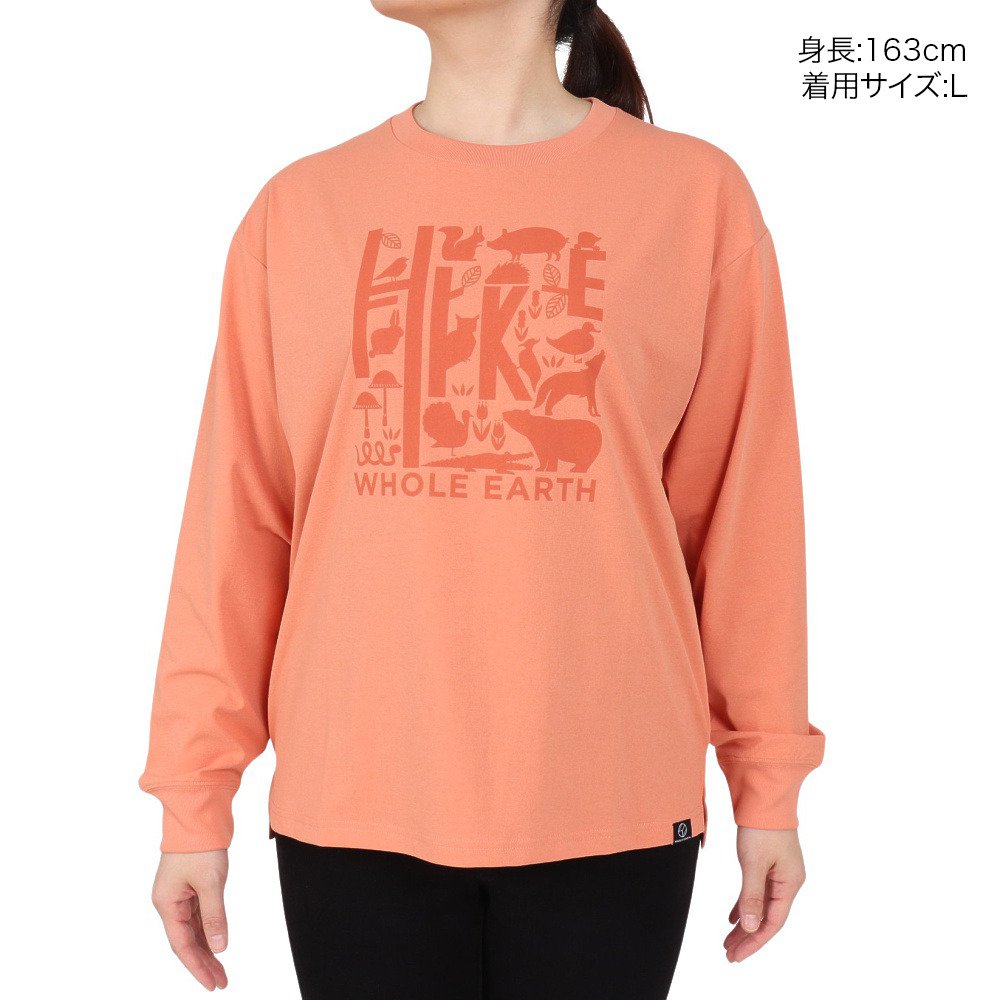 ホールアース（Whole Earth）（レディース）ロンT プリント長袖Tシャツ