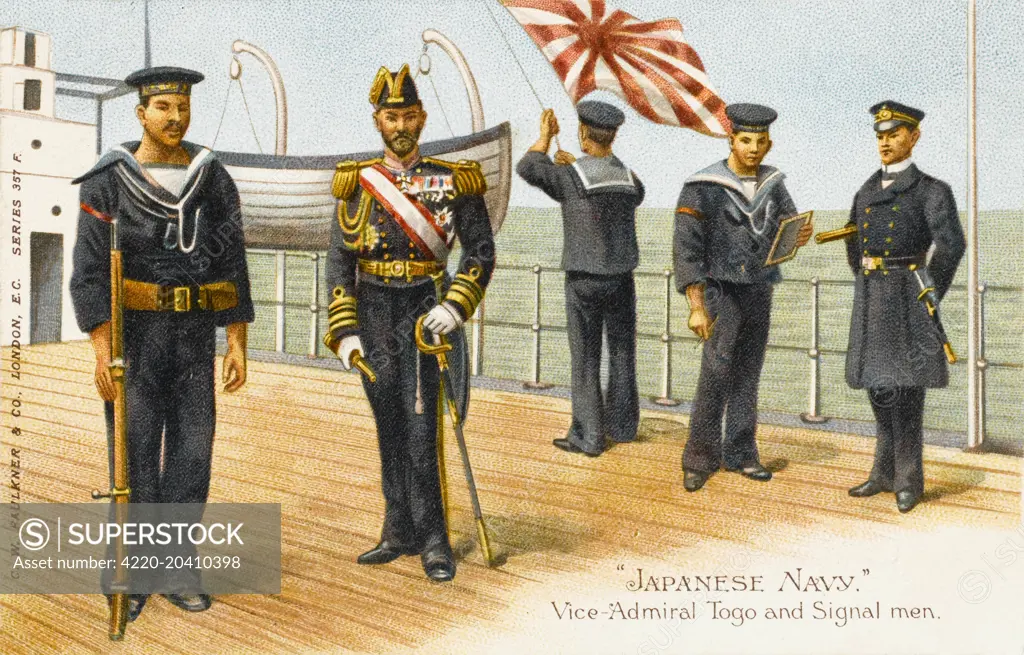 Japanese Vice-Admiral Togo and Signal men. Heihachiro, Marquis