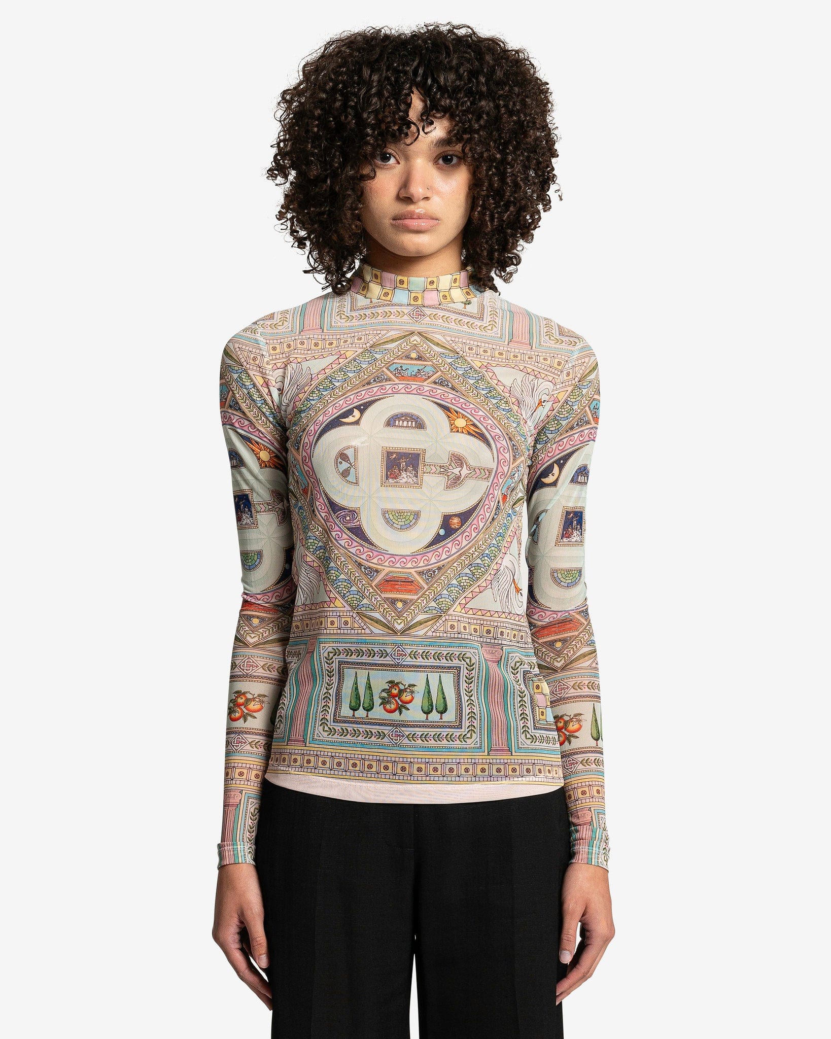 Le Labirynthe Printed Mesh Top in Multi – SVRN